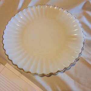 Fire King 1950 Vtg White With Gold Trim 14" Serving Platter